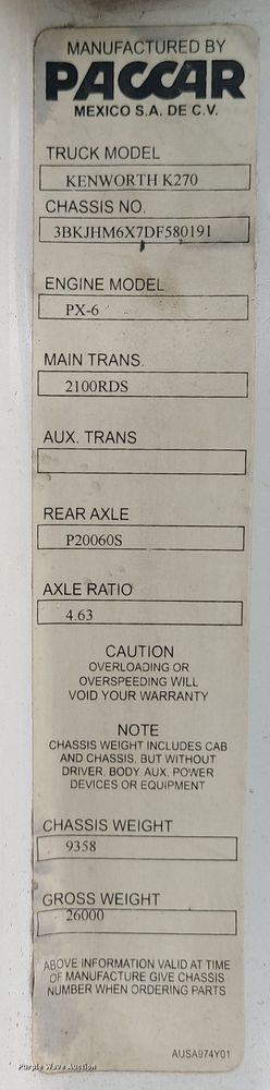 image for item JW9777 2013 Kenworth K270  box truck