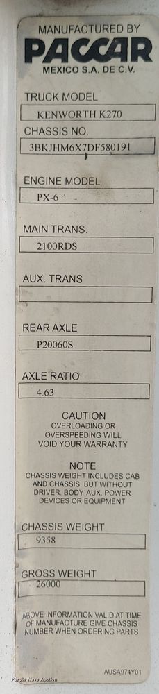 image for item JW9777 2013 Kenworth K270  box truck