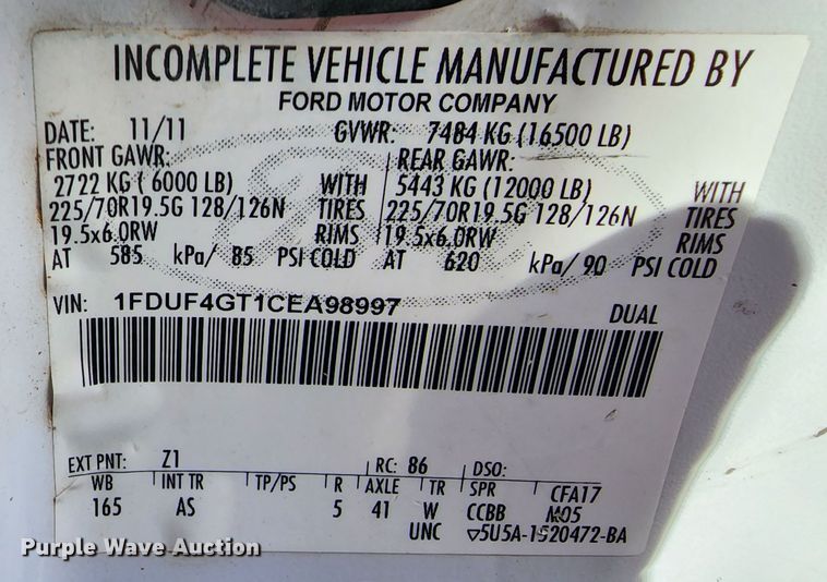 image for item KC9712 2012 Ford F450 Super Duty  flatbed truck