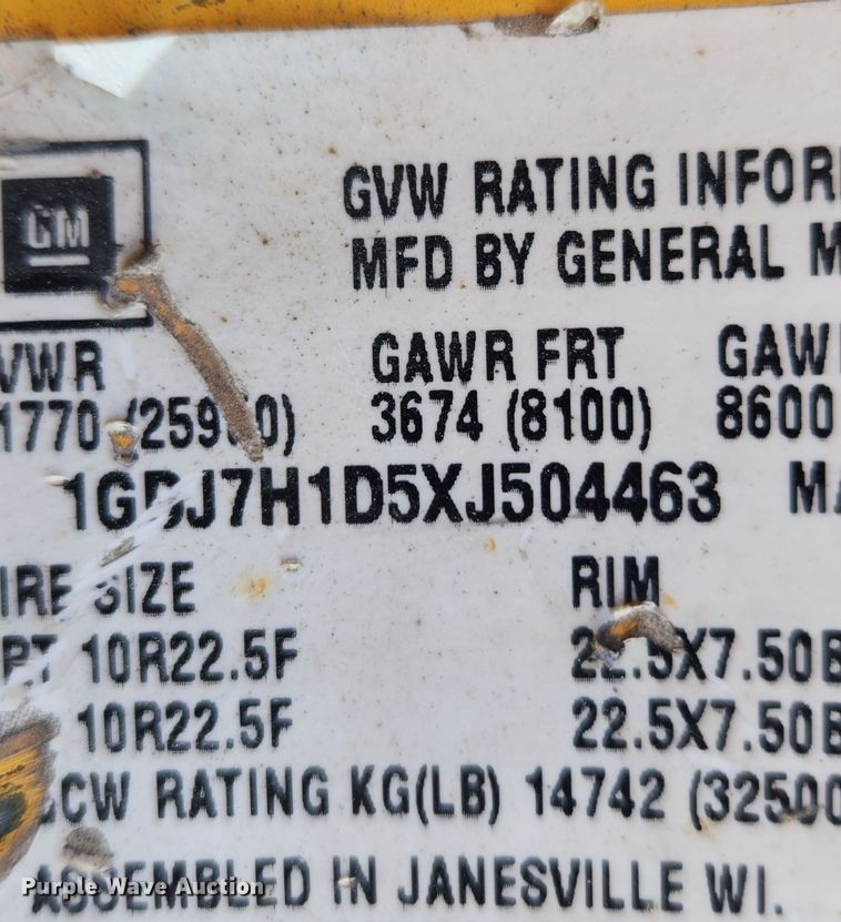 image for item KT9478 1999 GMC C6500  dump flatbed truck