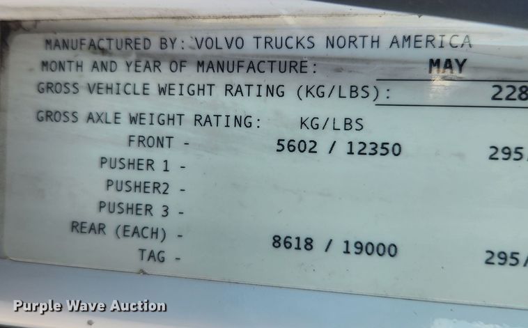 image for item KT9503 2016 Volvo VNL  semi truck