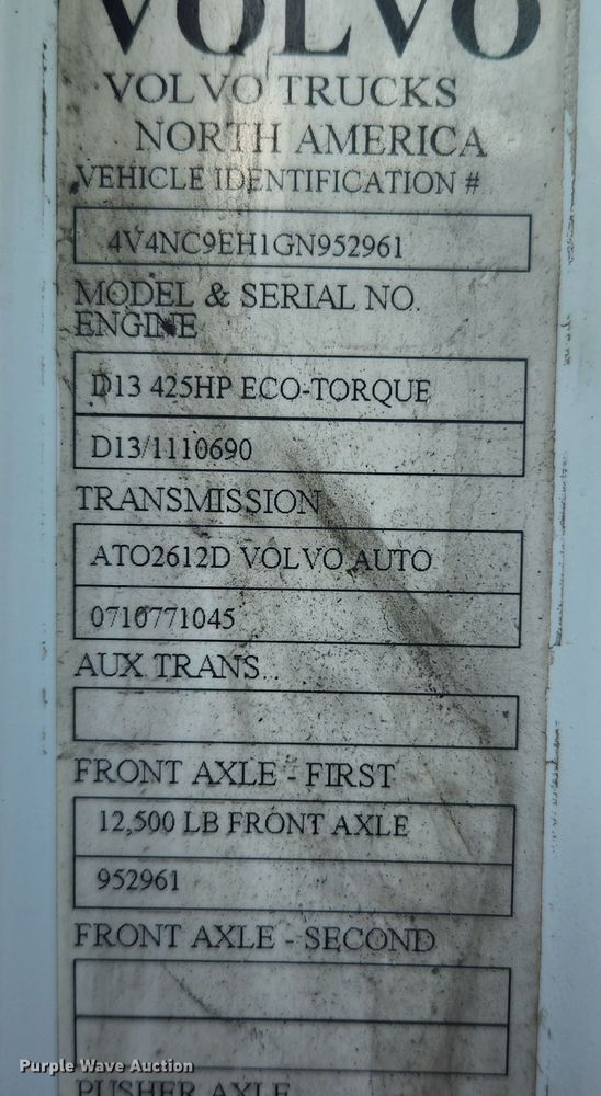 image for item KT9503 2016 Volvo VNL  semi truck