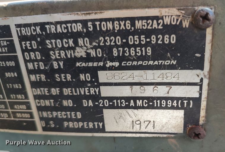 image for item LK9126 1967 Kaiser M52A2  semi truck