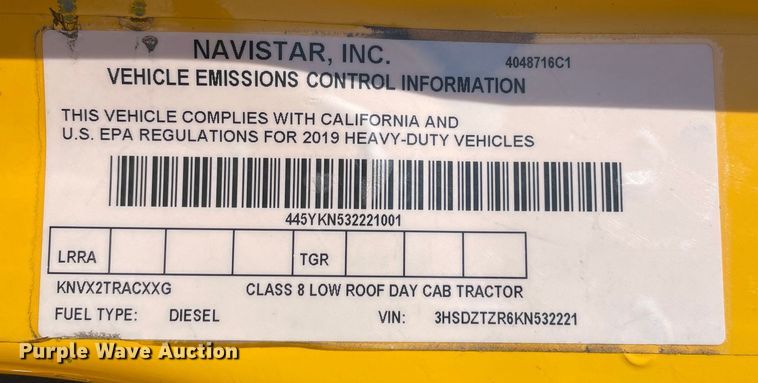 image for item LP9157 2019 International LT625  semi truck