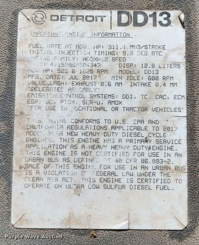 image for item LP9158 2018 Freightliner Cascadia 125 semi truck