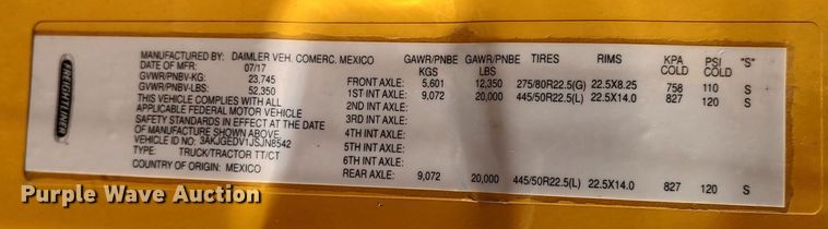 image for item LP9158 2018 Freightliner Cascadia 125 semi truck