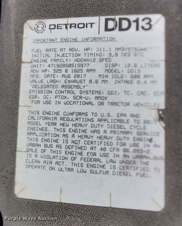 image for item LP9161 2018 Freightliner Cascadia 125  semi truck