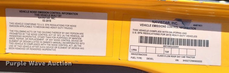 image for item LP9162 2019 International LT625  semi truck