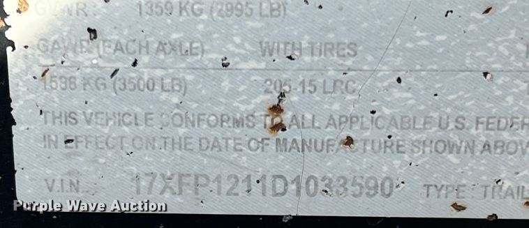 image for item DK7210 2013 Texas Bragg  utility trailer