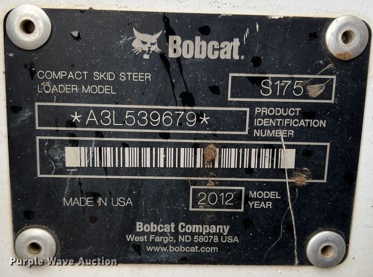 image for item DK7218 2012 Bobcat S175  skid steer loader