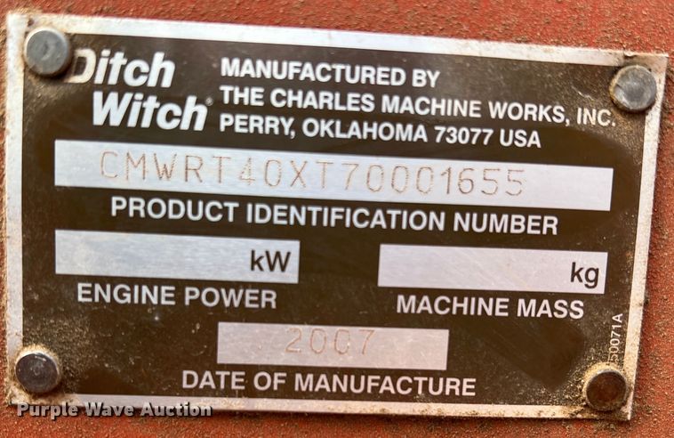 image for item DK7219 2007 Ditch Witch RT40  trencher