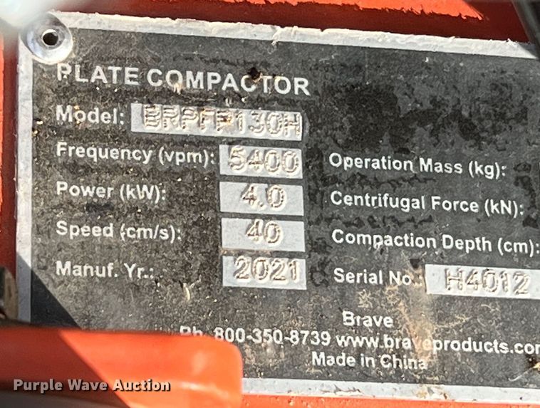 image for item DK7228 Bravpro BRPFP130H  plate compactor