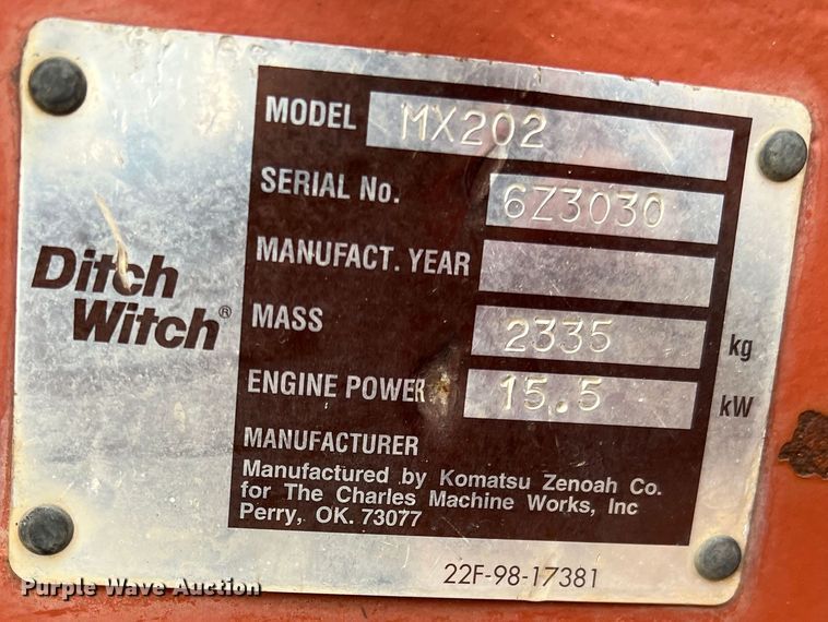 image for item DK7238 Ditch Witch MX202  mini excavator