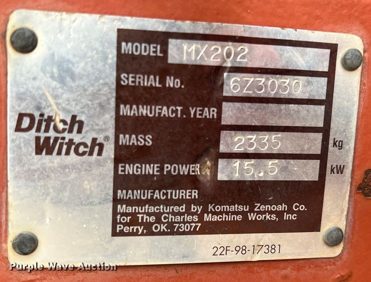 image for item DK7238 Ditch Witch MX202  mini excavator