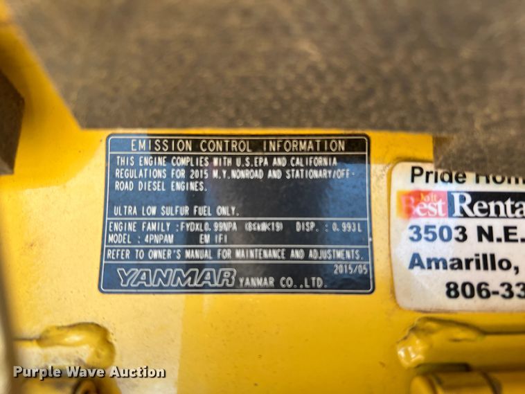 image for item DK7239 2015 Yanmar VI017A  mini excavator