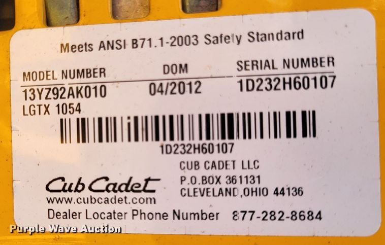 image for item DO3536 Cub Cadet LGTX 1054  lawn mower