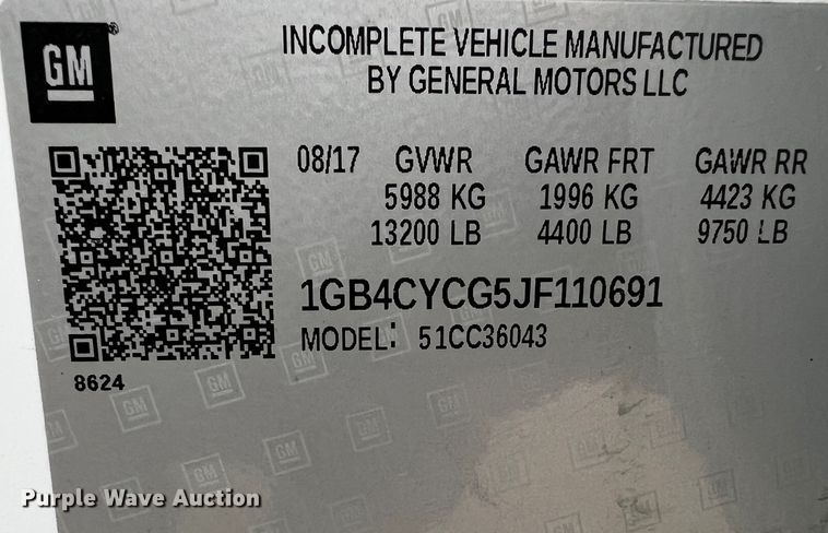 image for item DQ1956 2018 Chevrolet Silverado 3500HD  Crew Cab pickup truck