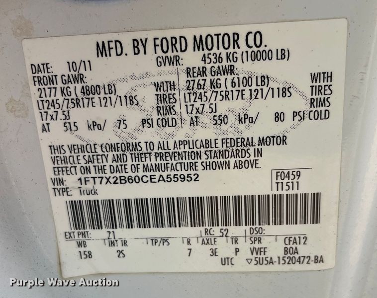 image for item DQ5097 2012 Ford F250 Super Duty  SuperCab pickup truck