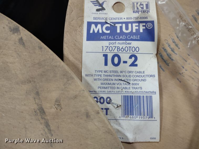 image for item DR8136 (12) spools of Kaf-Tech 10-2 metal clad copper cable