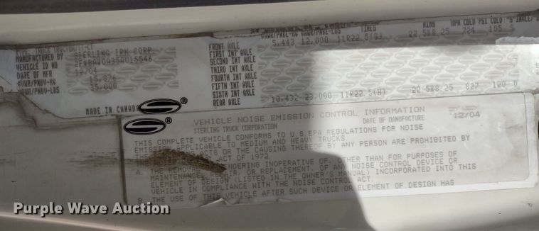 image for item DR8154 2005 Sterling L8500  truck cab and chassis