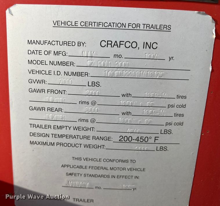 image for item DS2699 1994 Crafco EZ Pour 200D  crack sealer