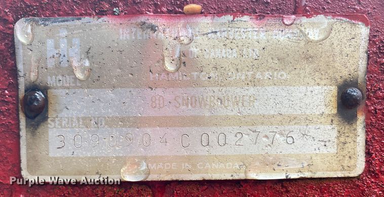 image for item IG9922 International Harvester 80  snow blower