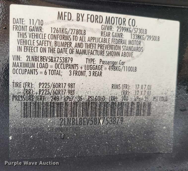 image for item JG9575 2011 Lincoln Town Car Executive L