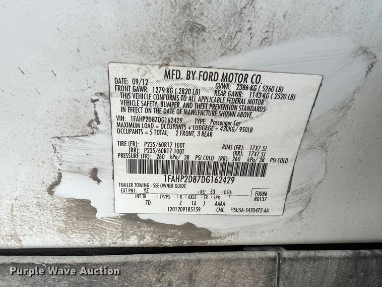 image for item JU9658 2013 Ford Taurus  Sedan