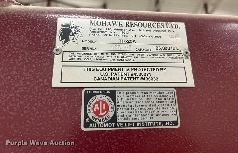 image for item JU9676 Mohawk TR-25A  four post automotive lift