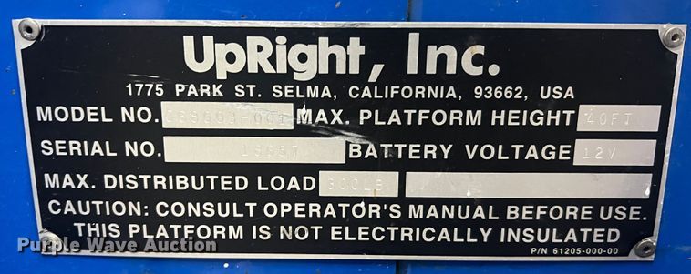 image for item JU9685 Up Right UL40  vertical lift