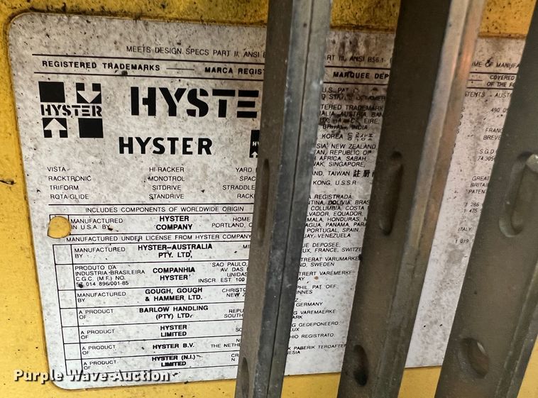 image for item JU9686 Hyster H80XL  forklift