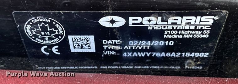 image for item JW9201 2010 Polaris Ranger Crew  utility vehicle