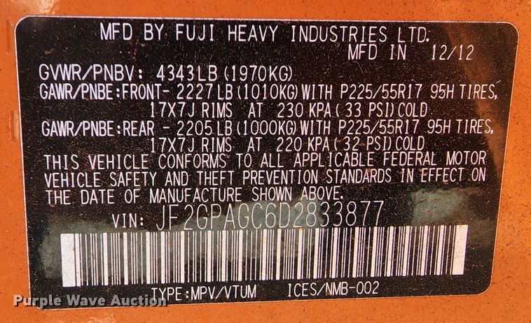 image for item KC9695 2013 Subaru XV CrossTrek  SUV