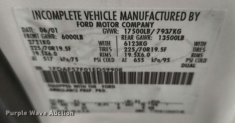 image for item LA9292 2001 Ford F550  truck cab and chassis