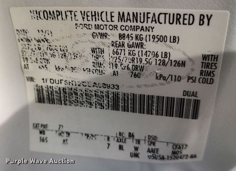 image for item LA9293 2012 Ford F550  utility / service truck