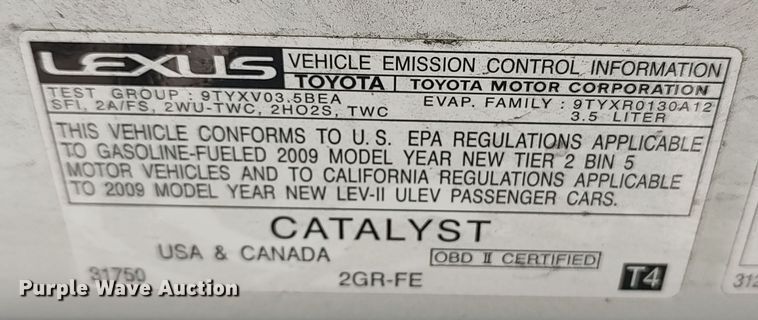 image for item LA9349 2009 Lexus ES 350