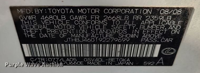 image for item LA9349 2009 Lexus ES 350