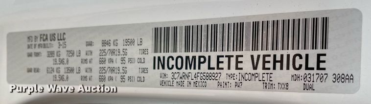 image for item MA9824 2015 Dodge Ram 5500  Crew Cab flatbed truck