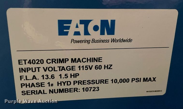 image for item MA9859 Eaton ET4020  hose crimping machine