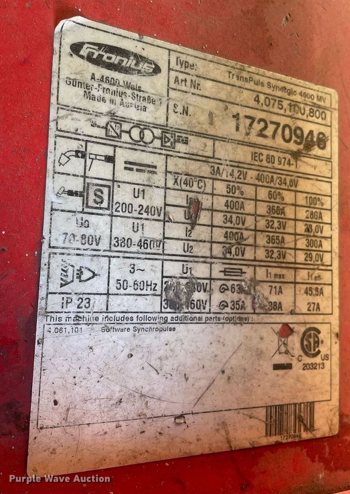image for item MA9873 (2) Fronius welders