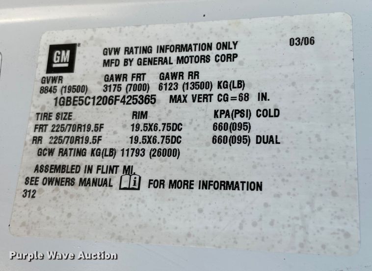 image for item MI9739 2006 Chevrolet C5500  flatbed truck