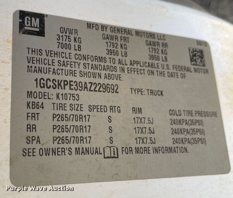 image for item MI9755 2010 Chevrolet Silverado 1500  Ext. Cab pickup truck