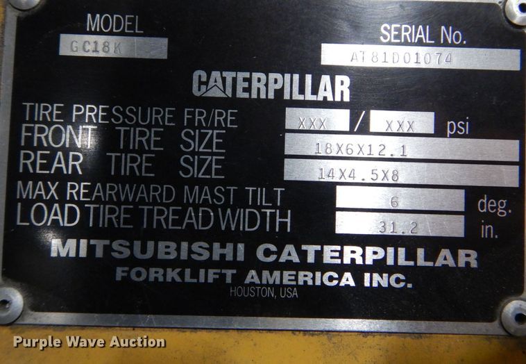 image for item MJ9990 Caterpillar GC18K  forklift