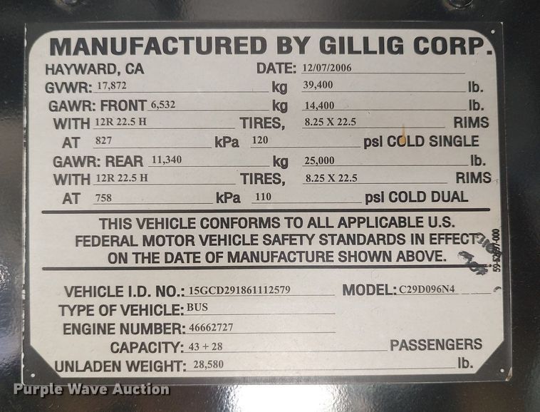 image for item MN9021 2006 Gillig Phantom C29D096N4  transit bus