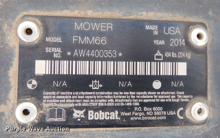 image for item MR9671 2014 Bobcat FMM66  rotary mower