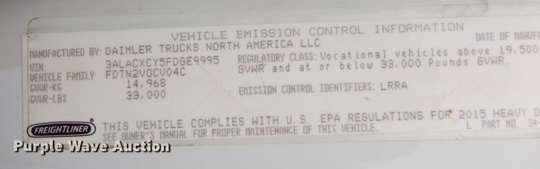 image for item AF9311 2015 Freightliner Business Class M2  box truck