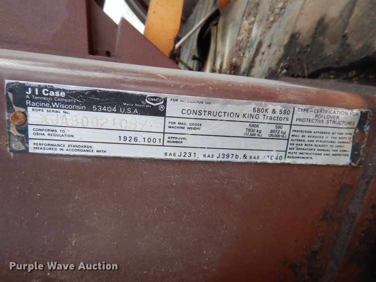 image for item DK2092 1992 Case 580 Super K  backhoe