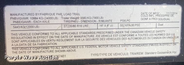 image for item DN8150 2015 Load Max  equipment trailer