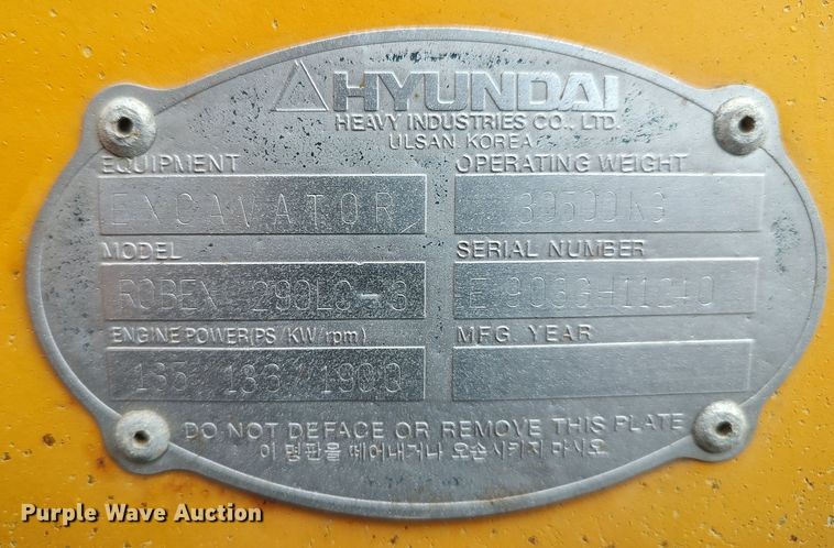 image for item DO3700 2000 Hyundai Robex 290 LC-3  excavator