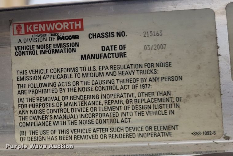 image for item EB9754 2007 Kenworth T600  dump truck